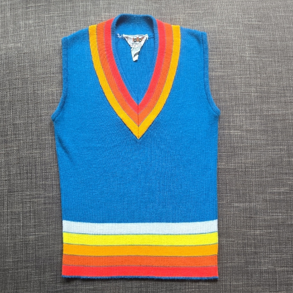 Vintage Colorful V-Neck  Sweater Vest